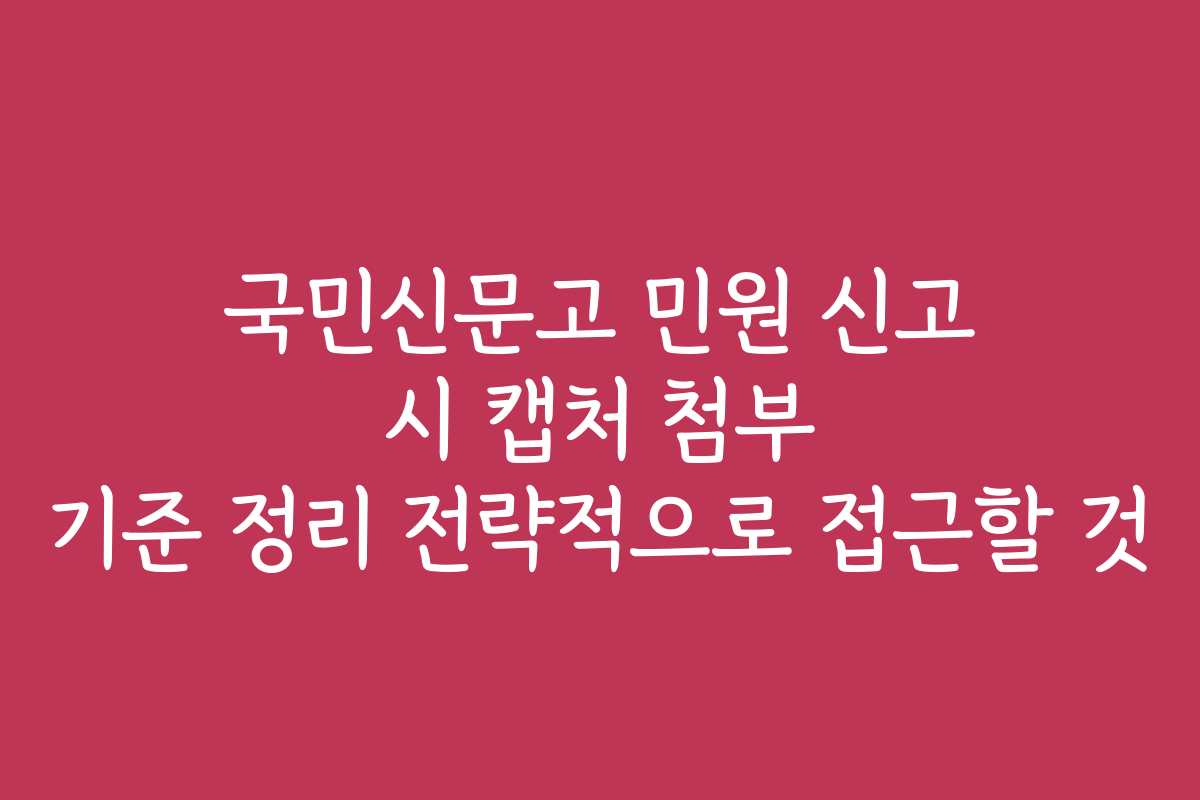 국민신문고 민원 신고 시 캡처 첨부 기준 정리 전략적으로 접근할 것