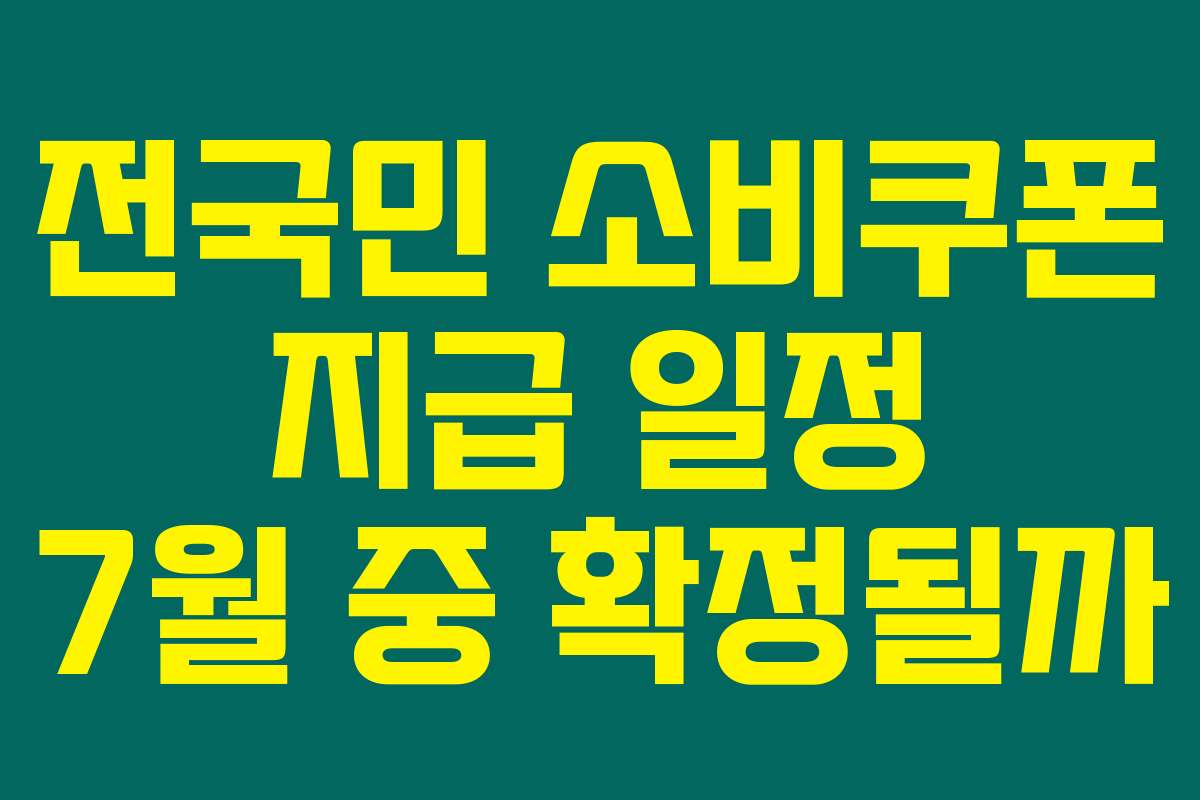 전국민 소비쿠폰 지급 일정 7월 중 확정될까