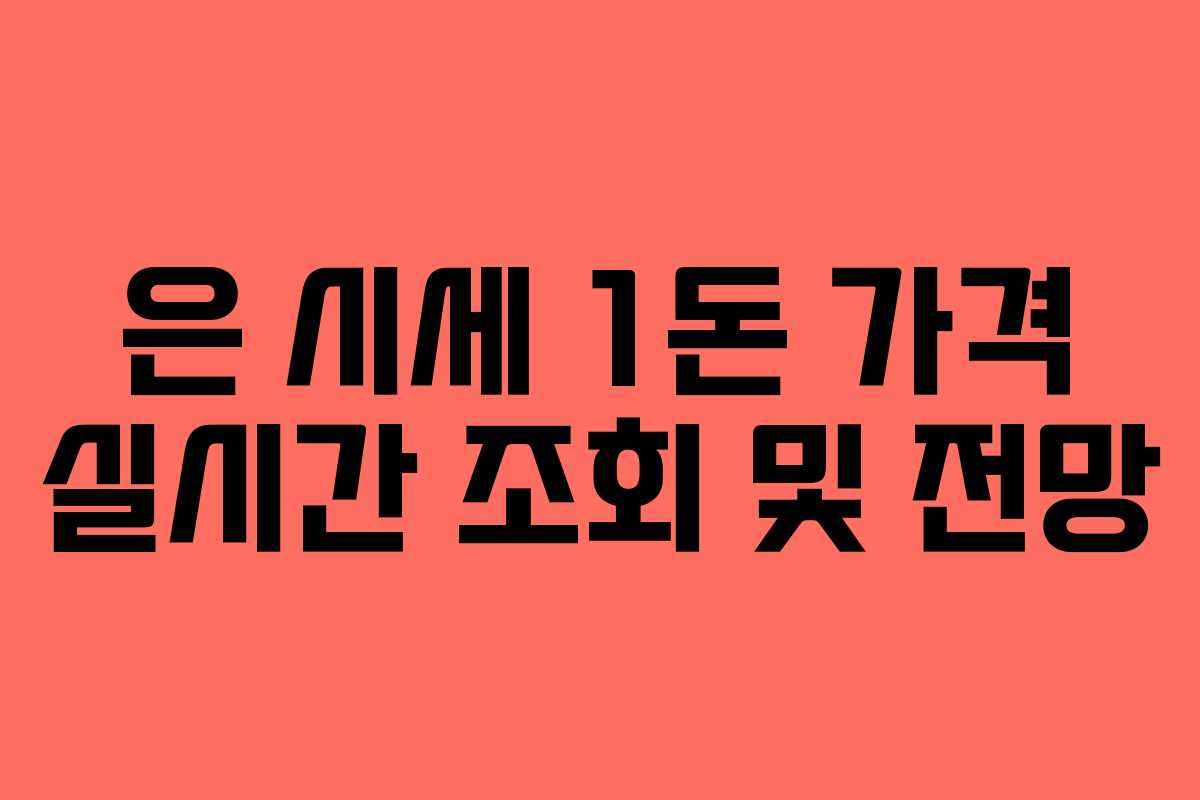 은 시세 1돈 가격 실시간 조회 및 전망