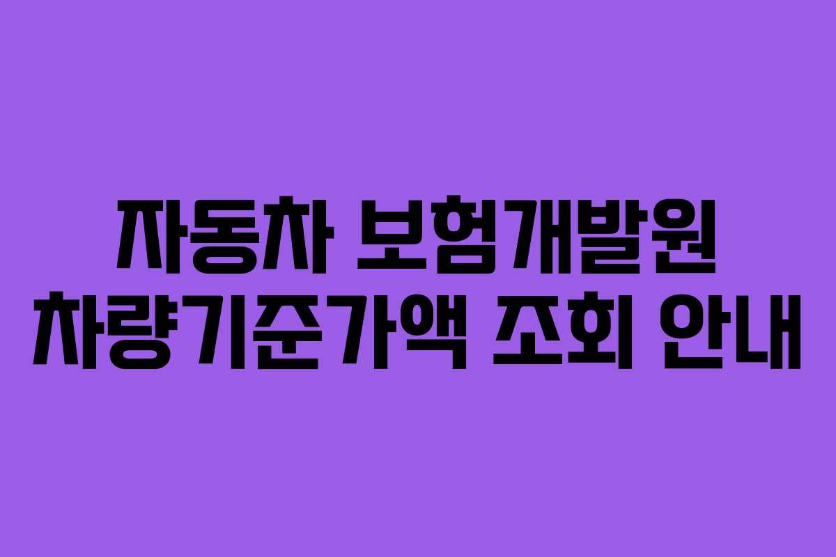 자동차 보험개발원 차량기준가액 조회 안내