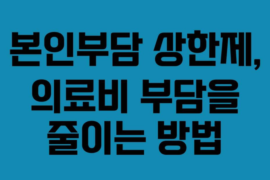 본인부담 상한제, 의료비 부담을 줄이는 방법