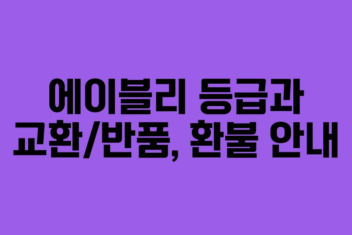 에이블리 등급과 교환/반품, 환불 안내