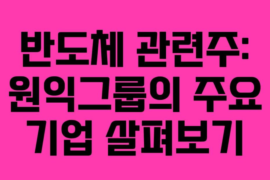 반도체 관련주: 원익그룹의 주요 기업 살펴보기