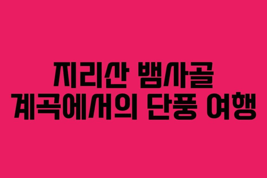 지리산 뱀사골 계곡에서의 단풍 여행
