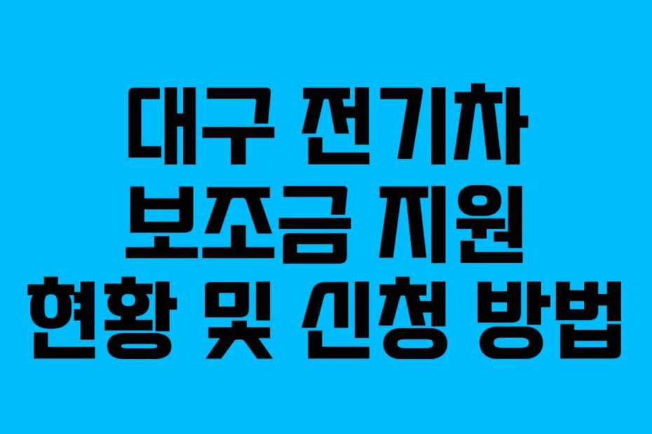 대구 전기차 보조금 지원 현황 및 신청 방법