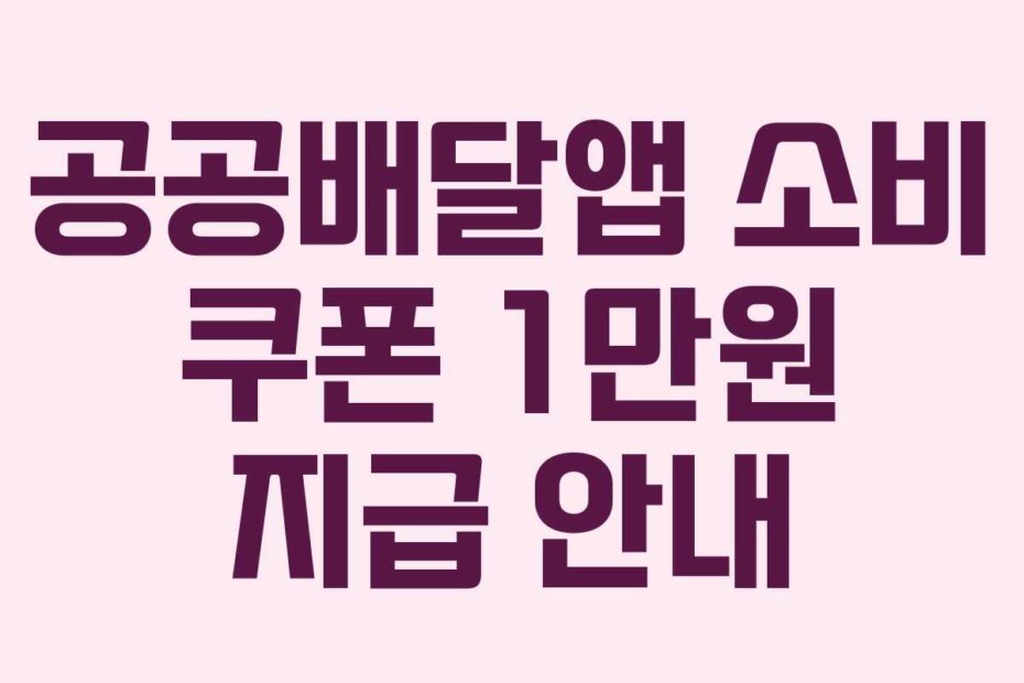 공공배달앱 소비 쿠폰 1만원 지급 안내