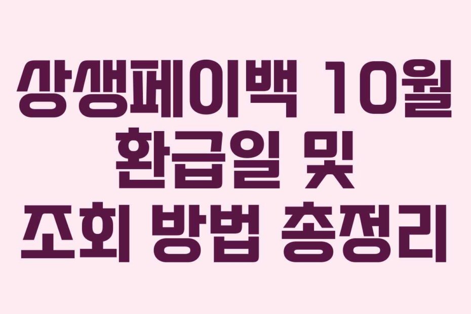 상생페이백 10월 환급일 및 조회 방법 총정리