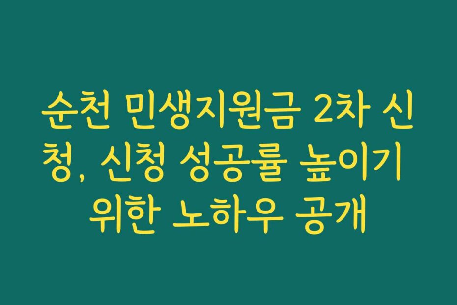 순천 민생지원금 2차 신청, 신청 성공률 높이기 위한 노하우 공개