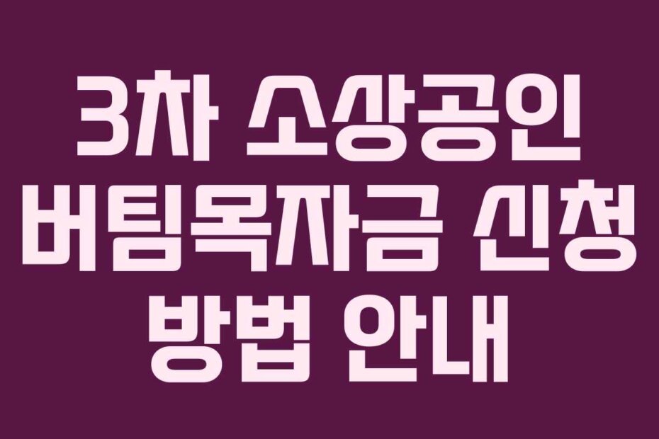 3차 소상공인 버팀목자금 신청 방법 안내