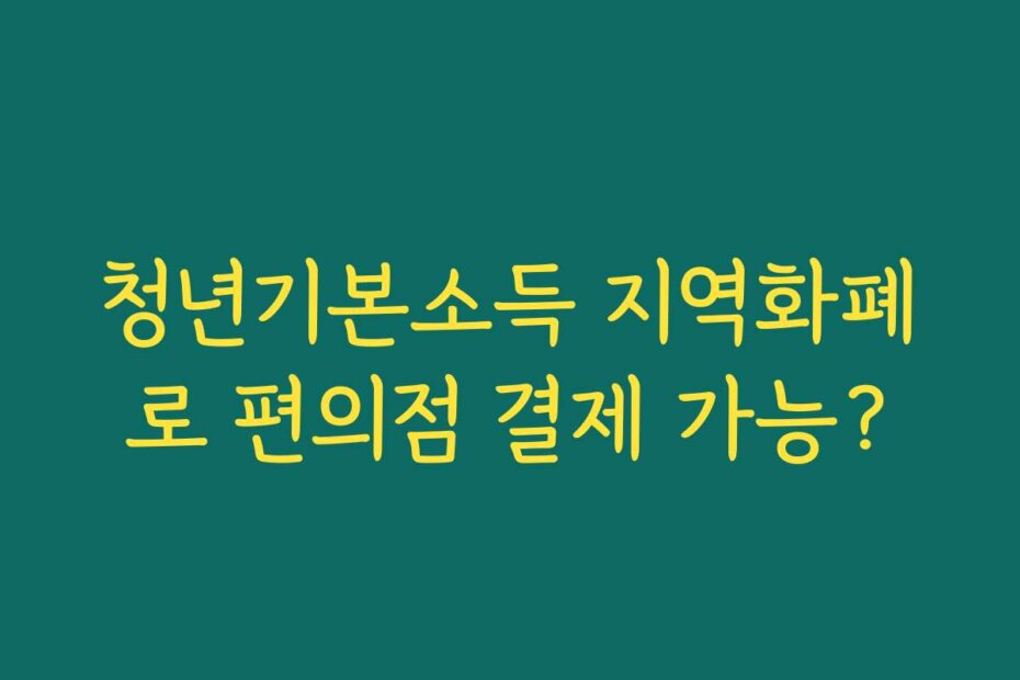 청년기본소득 지역화폐로 편의점 결제 가능?