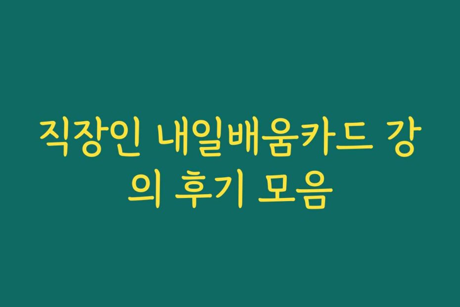 직장인 내일배움카드 강의 후기 모음