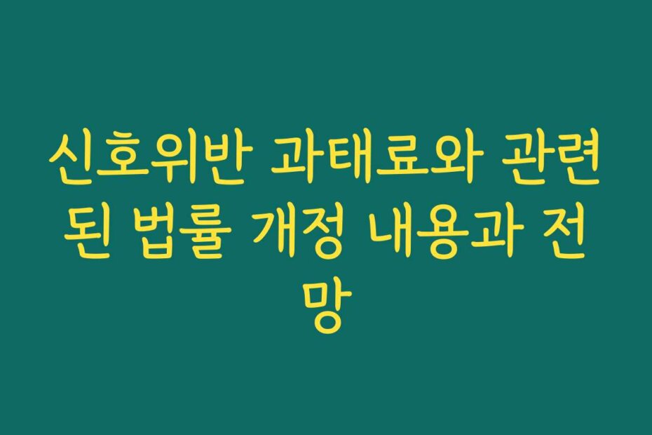 신호위반 과태료와 관련된 법률 개정 내용과 전망