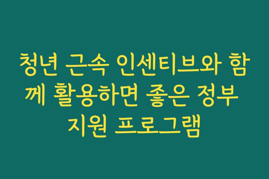 청년 근속 인센티브와 함께 활용하면 좋은 정부 지원 프로그램