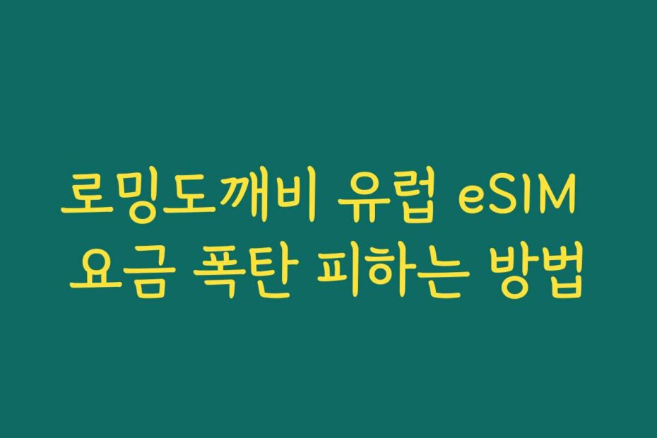 로밍도깨비 유럽 eSIM 요금 폭탄 피하는 방법