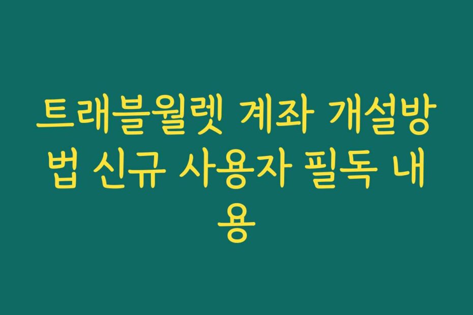 트래블월렛 계좌 개설방법 신규 사용자 필독 내용