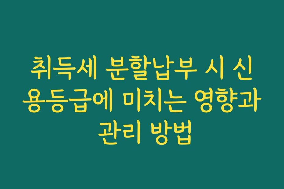 취득세 분할납부 시 신용등급에 미치는 영향과 관리 방법