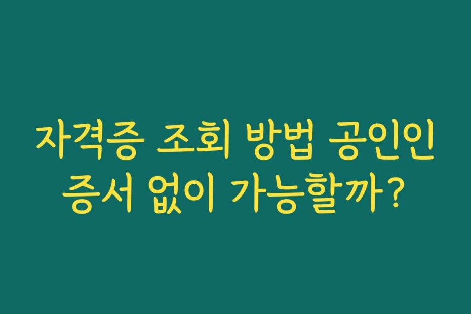 자격증 조회 방법 공인인증서 없이 가능할까?