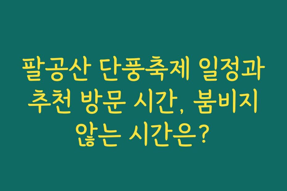 팔공산 단풍축제 일정과 추천 방문 시간, 붐비지 않는 시간은?