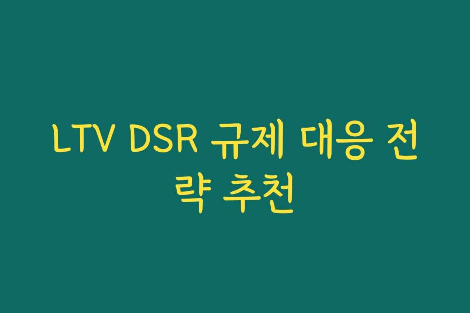 LTV DSR 규제 대응 전략 추천