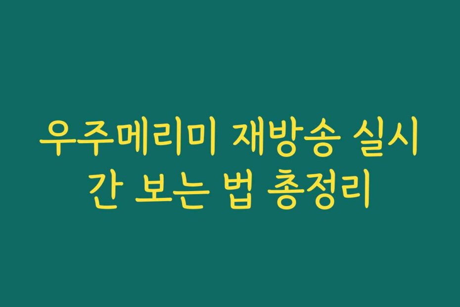 우주메리미 재방송 실시간 보는 법 총정리