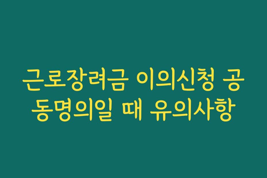 근로장려금 이의신청 공동명의일 때 유의사항