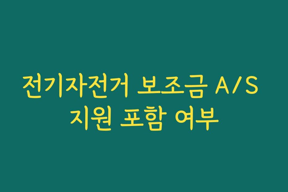 전기자전거 보조금 A/S 지원 포함 여부