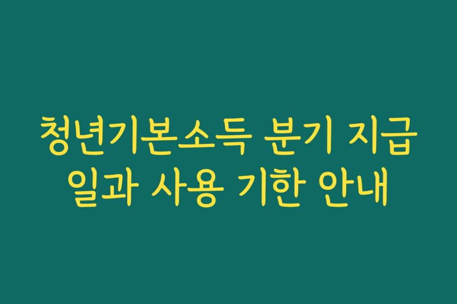 청년기본소득 분기 지급일과 사용 기한 안내