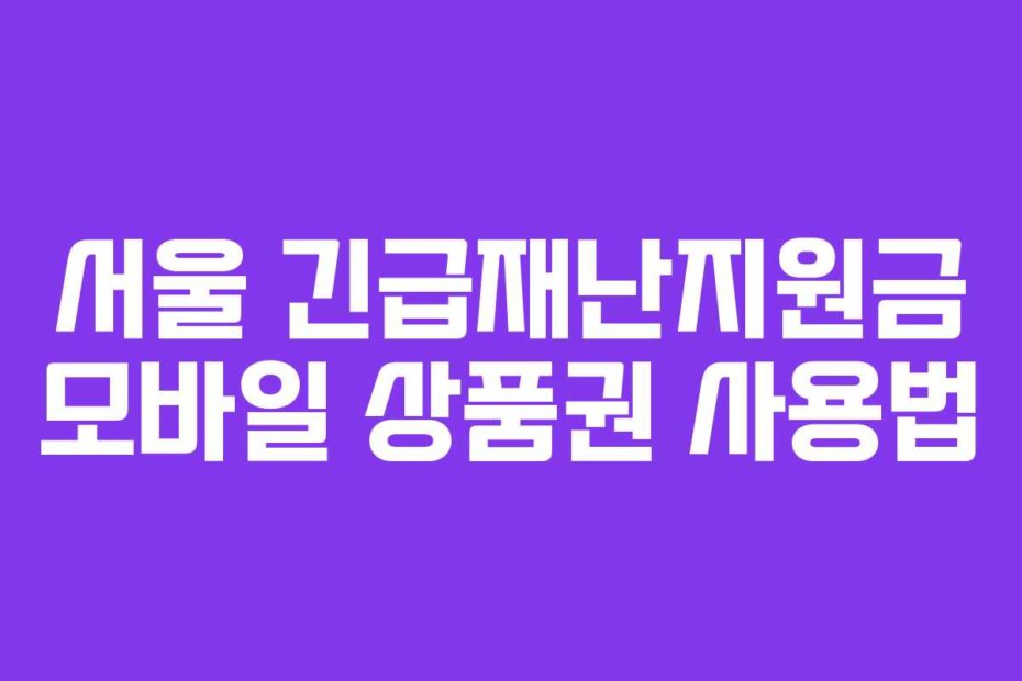서울 긴급재난지원금 모바일 상품권 사용법