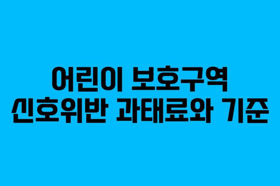 어린이 보호구역 신호위반 과태료와 기준
