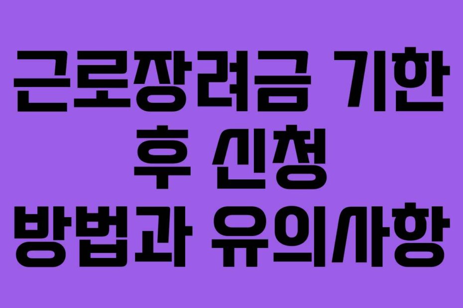 근로장려금 기한 후 신청 방법과 유의사항