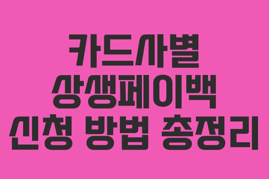 카드사별 상생페이백 신청 방법 총정리