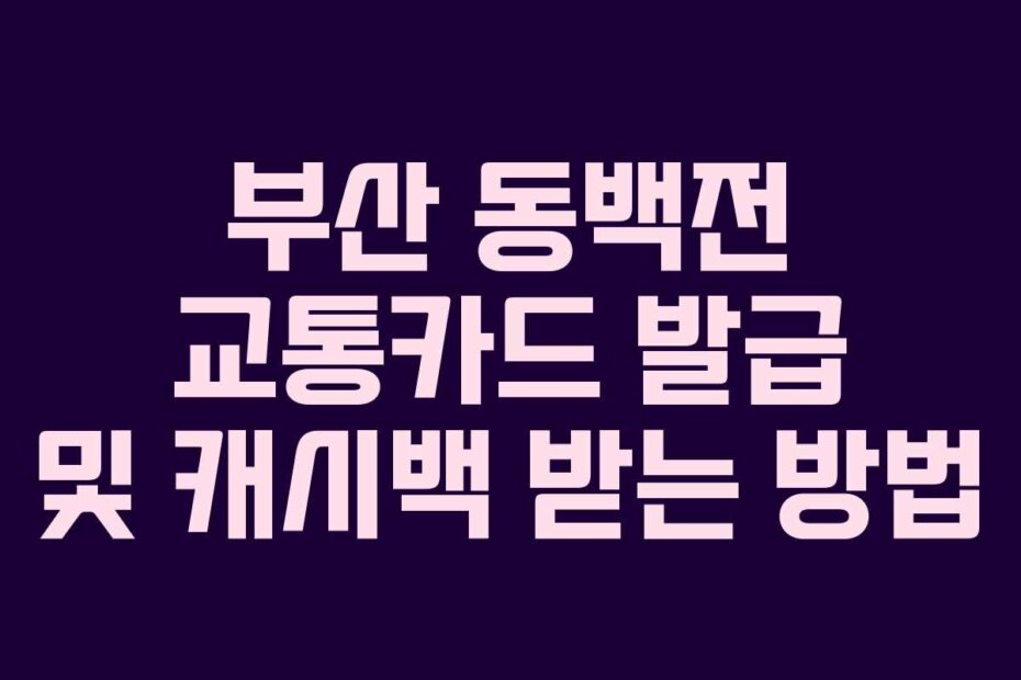 부산 동백전 교통카드 발급 및 캐시백 받는 방법