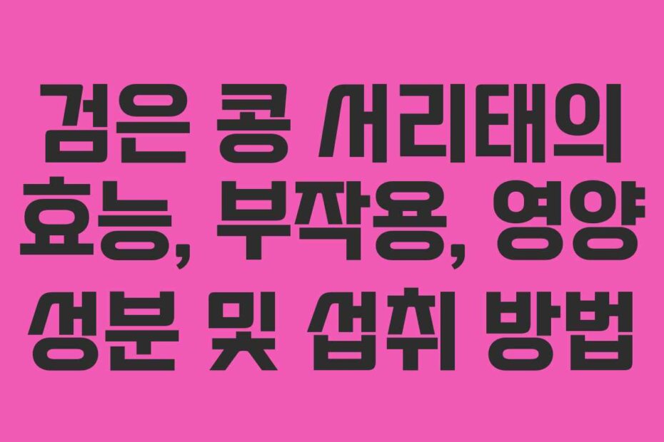 검은 콩 서리태의 효능, 부작용, 영양 성분 및 섭취 방법