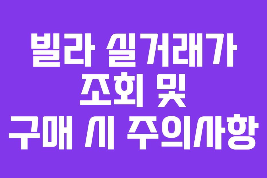 빌라 실거래가 조회 및 구매 시 주의사항