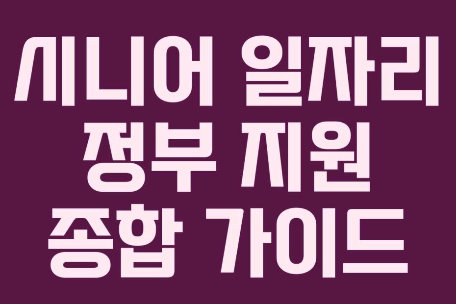 시니어 일자리 정부 지원 종합 가이드