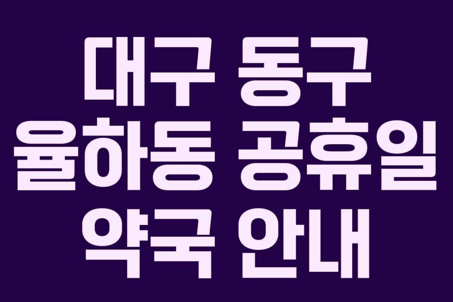 대구 동구 율하동 공휴일 약국 안내