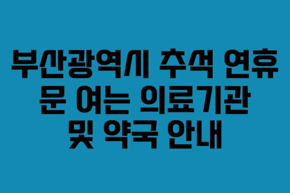 부산광역시 추석 연휴 문 여는 의료기관 및 약국 안내
