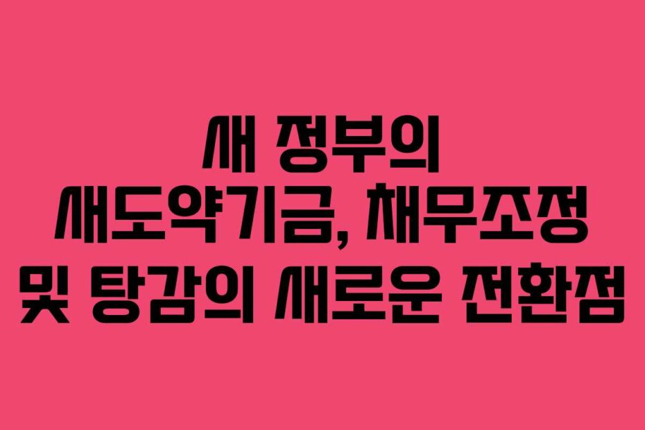 새 정부의 새도약기금, 채무조정 및 탕감의 새로운 전환점