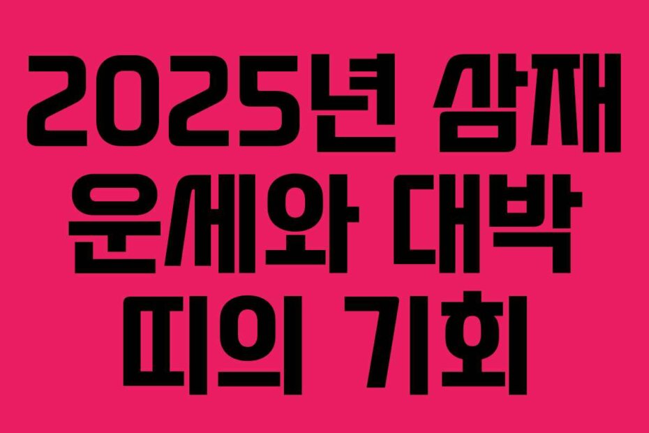 2025년 삼재 운세와 대박 띠의 기회