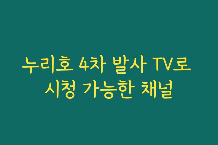 누리호 4차 발사 TV로 시청 가능한 채널