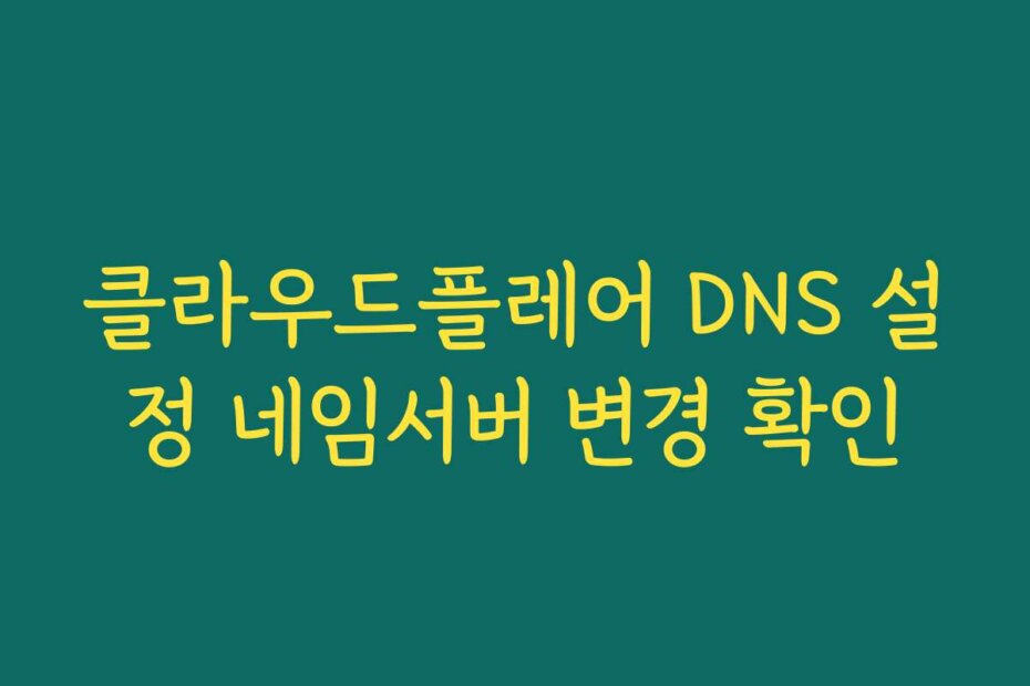 클라우드플레어 DNS 설정 네임서버 변경 확인