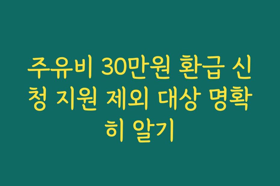 주유비 30만원 환급 신청 지원 제외 대상 명확히 알기