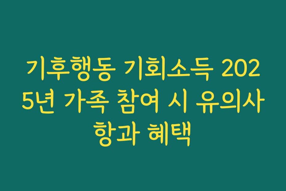 기후행동 기회소득 2025년 가족 참여 시 유의사항과 혜택