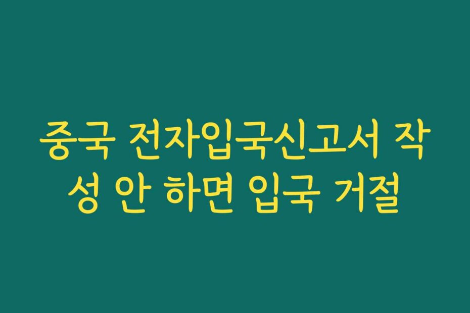 중국 전자입국신고서 작성 안 하면 입국 거절