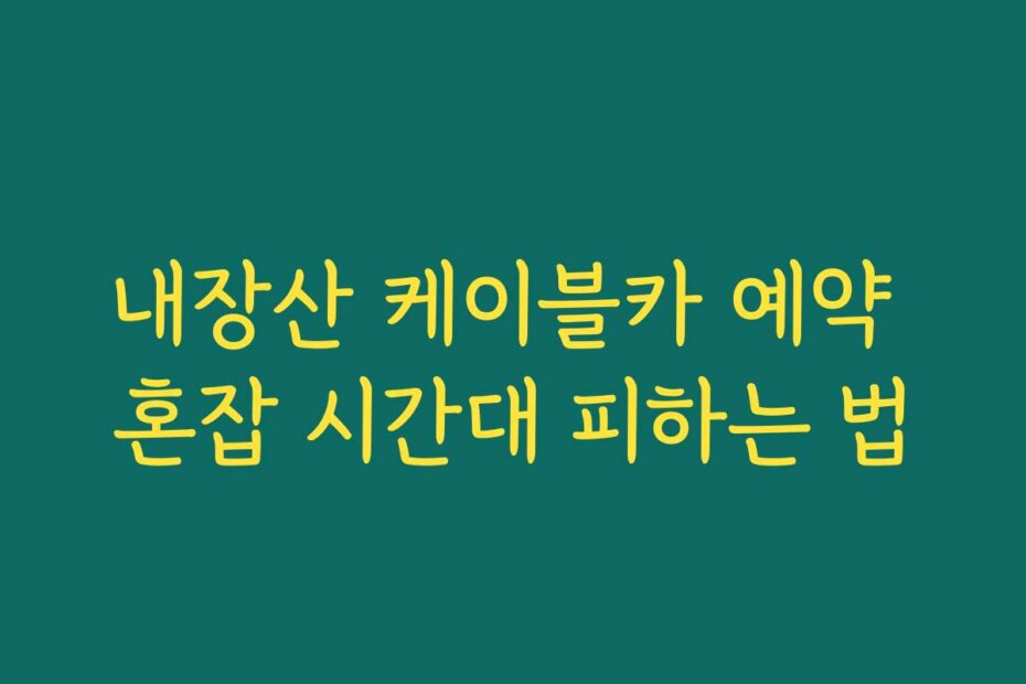 내장산 케이블카 예약 혼잡 시간대 피하는 법