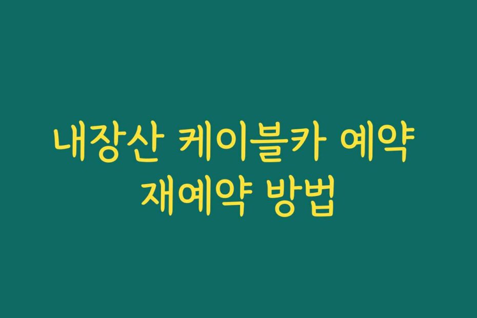 내장산 케이블카 예약 재예약 방법