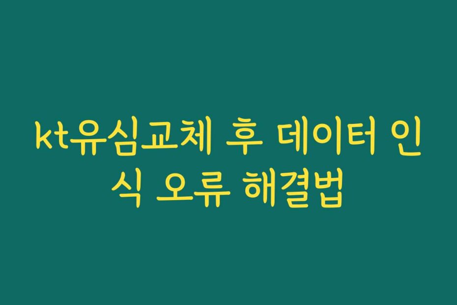 kt유심교체 후 데이터 인식 오류 해결법