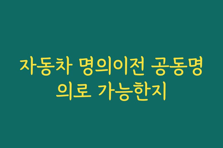 자동차 명의이전 공동명의로 가능한지