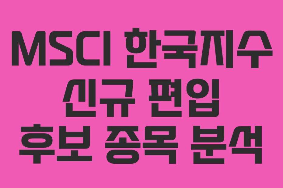 MSCI 한국지수 신규 편입 후보 종목 분석