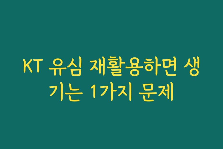 KT 유심 재활용하면 생기는 1가지 문제